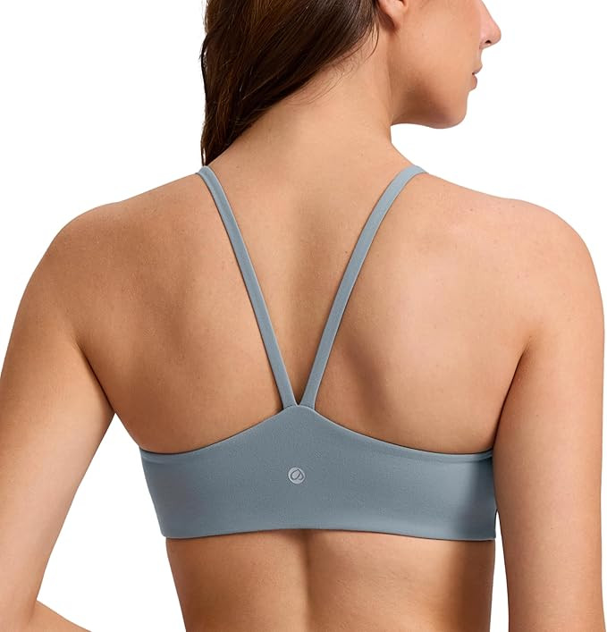 CRZ YOGA Butterlift Double Lined V Back Sports Bras for Women - Scoop Neck Spaghetti Strap Wirele... | Amazon (US)