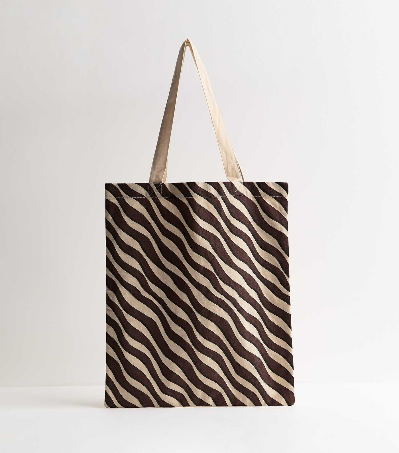 Stone Cotton Canvas Wave Print Tote Bag | New Look | New Look (UK)