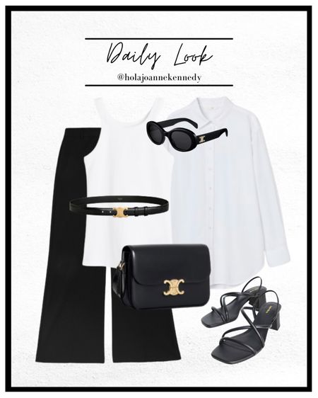 Spring outfit, spring fashion, transitional outfit idea, spring workwear look, monochrome outfit, black trousers, tailored trousers, white shirt styling, oxford shirt, ribbed vest top, black strappy heels 

#LTKeurope #LTKworkwear #LTKfindsunder50