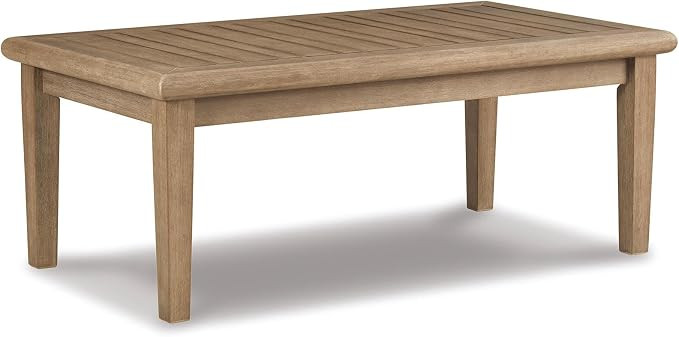 Signature Design by Ashley Gerianne Outdoor Coffee Table, Weather Resistant Eucalyptus Wood, 5-St... | Amazon (US)
