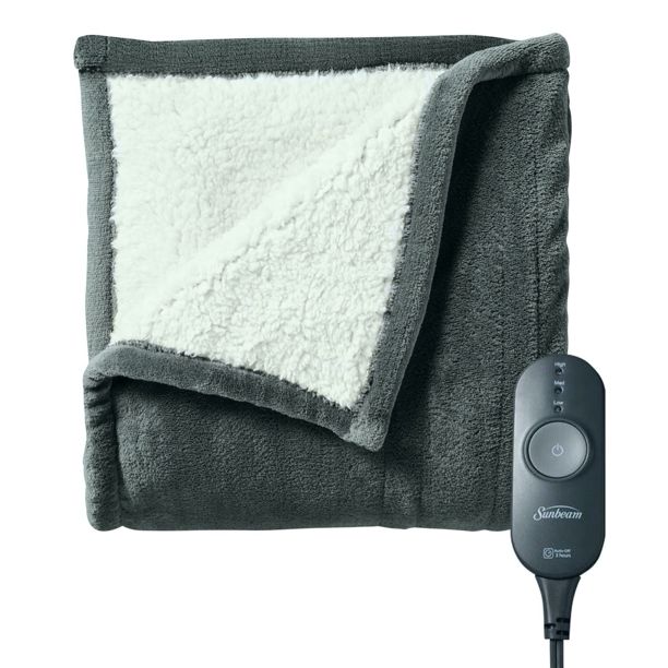 Sunbeam Microplush and Sherpa Electric Throw Blanket (50" x 60"), Slate Gray - Walmart.com | Walmart (US)