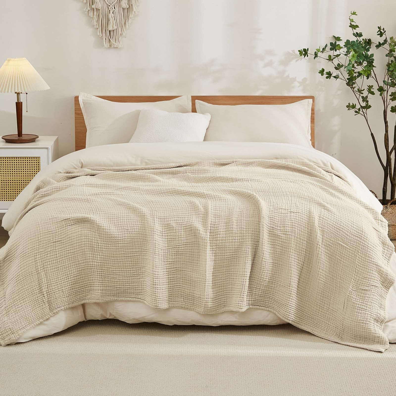 EMME Cotton Blanket Queen Size for Bed Soft Large Muslin Bed Blankets 90"x90" Lightweight Breatha... | Amazon (CA)