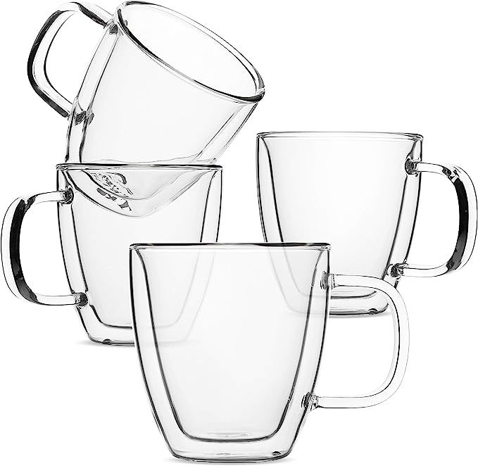 BTaT- Espresso Cups, Espresso Coffee Cups, Set of 4 (5 oz, 150 ml), Glass Coffee Mugs, Double Wal... | Amazon (US)