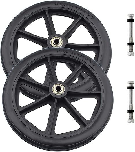 2PCs Wheels Replacement for Wheelchairs, 8" x 1" Rollator Wheels, Anti-Slip Replacement Casters R... | Amazon (US)
