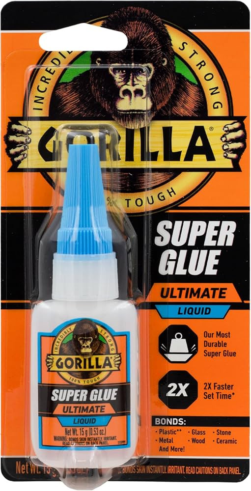 Gorilla Super Glue Ultimate, Fast-Setting Cyanoacrylate Adhesive for Quick Fixes & Repairs, 15g B... | Amazon (US)