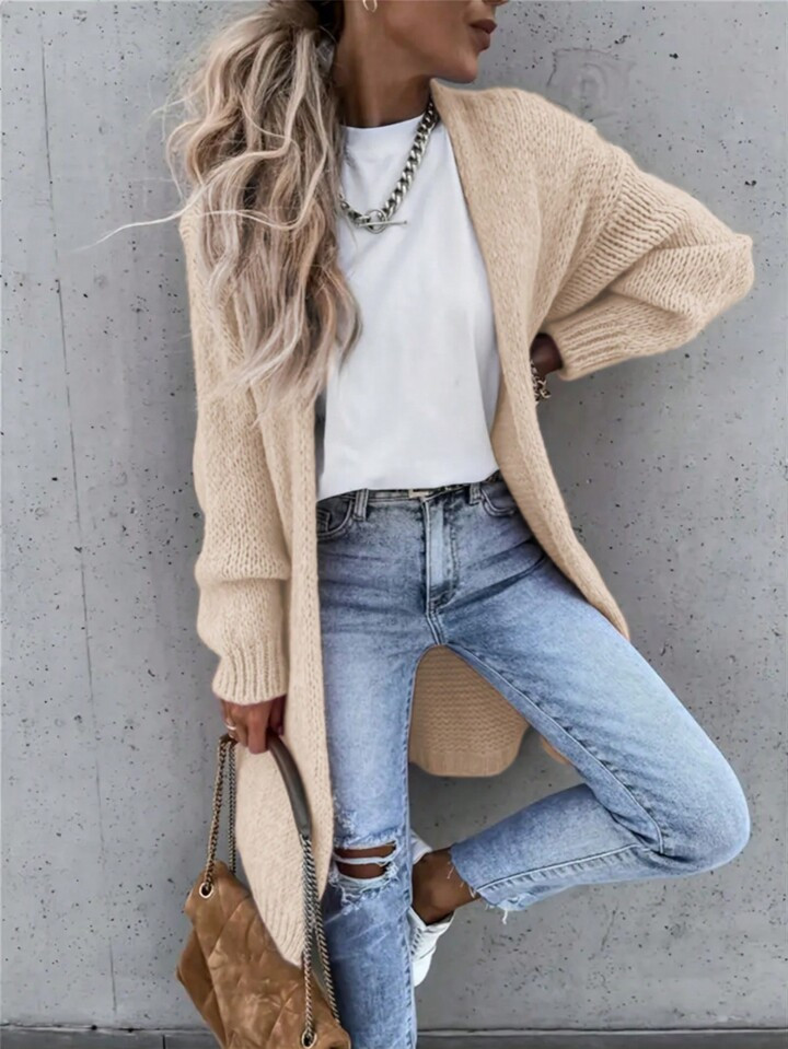 SHEIN LUNE Langärmelige Gestrickte Strickjacke Für Damen | SHEIN