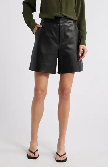 FRAME Easy Leather Shorts in Black at Nordstrom Rack, Size 12 | Nordstrom Rack