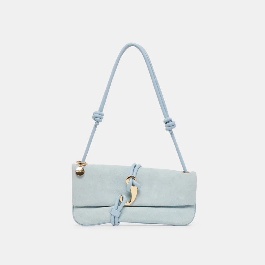 ALICE SHOULDER BAG BLUE SUEDE | DolceVita.com