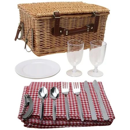 Picnic Suitcase Basket With Accessories, Servings for 2 | Walmart (US)