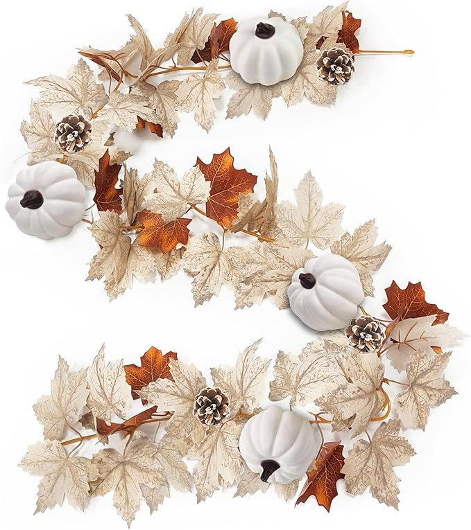Fall Decor - Fall Garland - 5.9Ft Fall Maple Leaves Garland with Pumpkin Pinecone Artificial Autu... | Amazon (US)