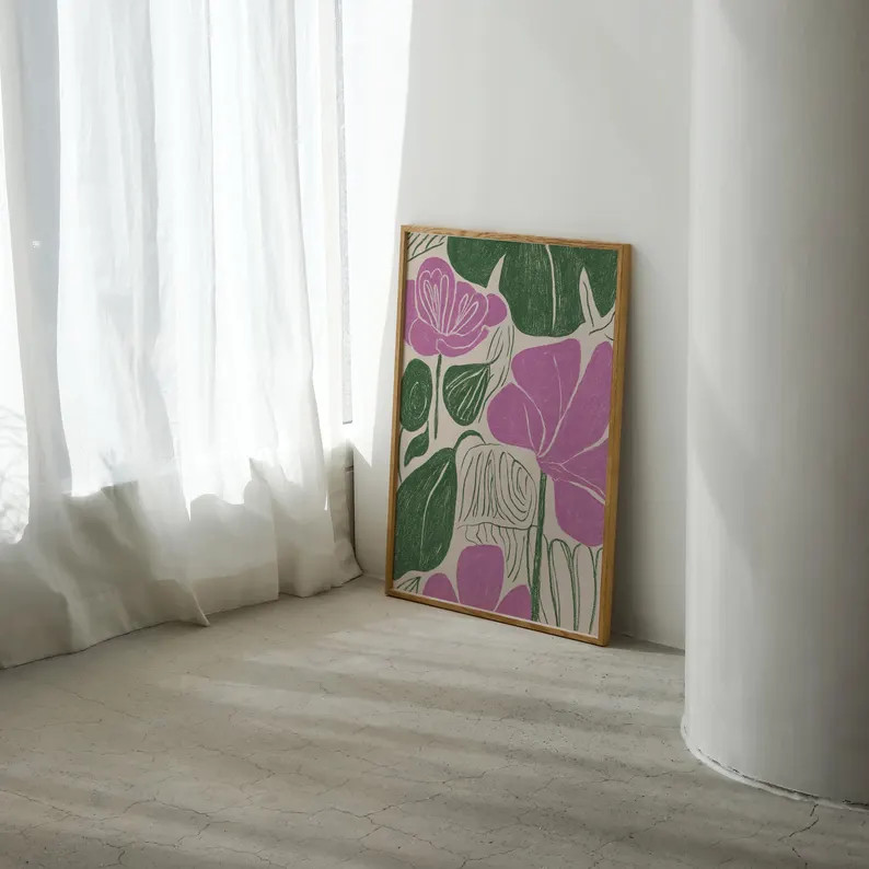 Bold Floral Print | Pink Botanical Wall Art | Modern Flower Poster | Digital Download | Colourful... | Etsy (US)