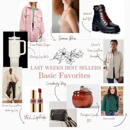 Last weeks best sellers!

10 items that sold well last week, and some of them have been best sellers for weeks on end.

Thank you for loving these pieces and for shopping with me.

-Soma bra
-Walmart $29 boot
-Chicos faux leather shacket
-Avara green light weight 3/4 sleeve
-pumpkin candle $10
-crossbody bag
-Ysl lip
-Faux Leather wide leg crop
-Stanley Cup
-Free people Ruby shirt dupe $49


#LTKstyletip #LTKSeasonal