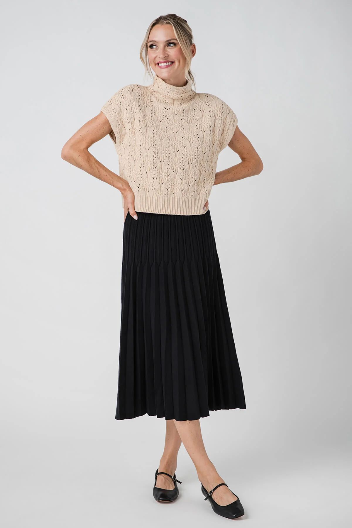 Molly Bracken Pleated Knit Skirt | Social Threads