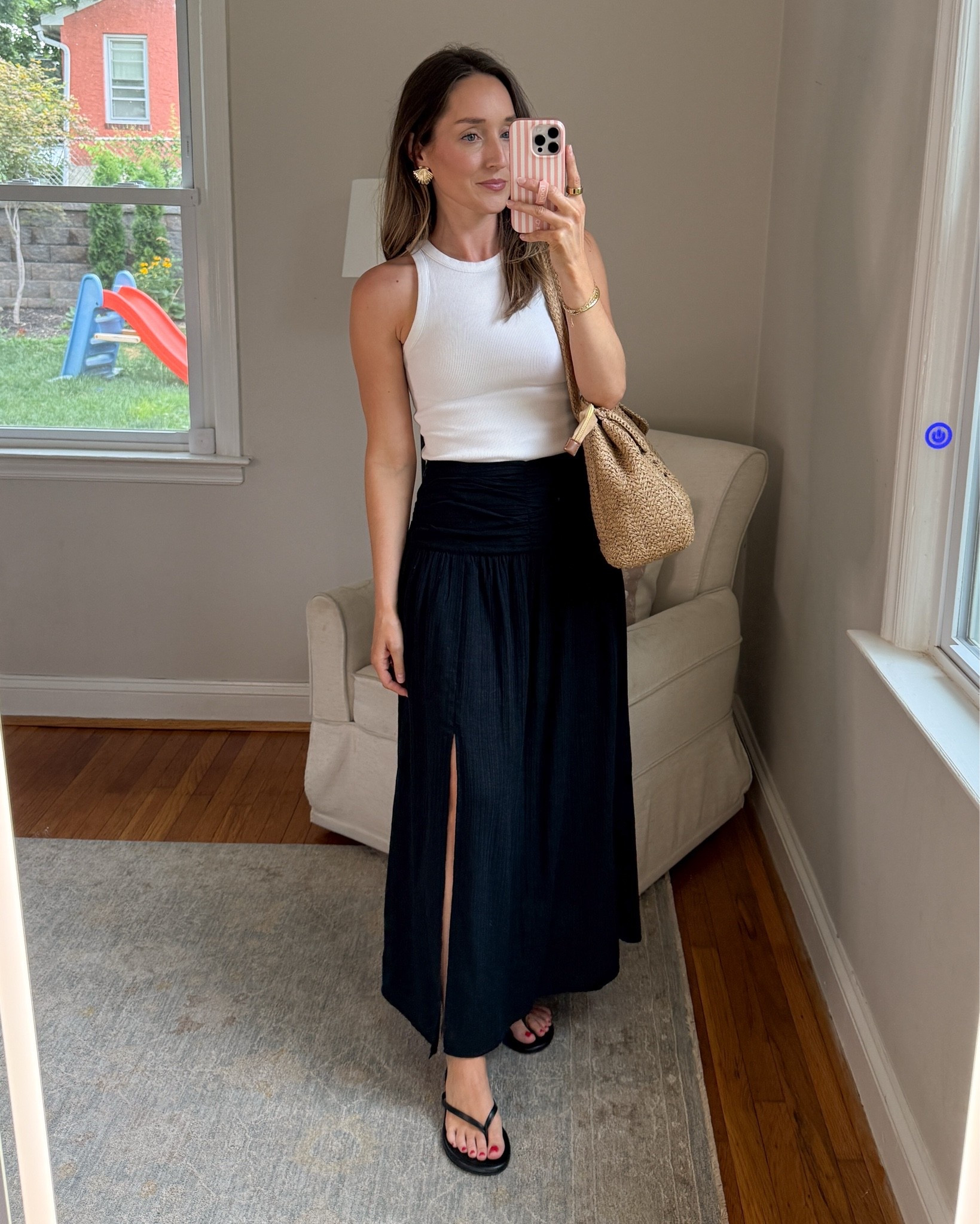 This adorable floaty skirt is on sale for $21! Wearing a size 2. ￼