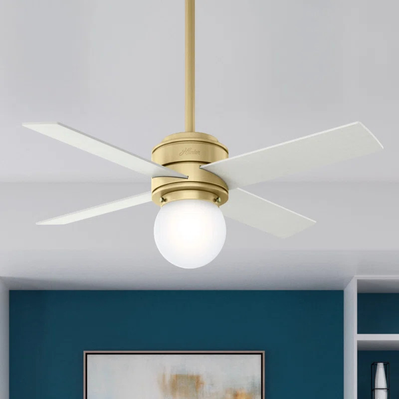 44" Hepburn 4 - Blade Standard Ceiling Fan with Wall Control and Light Kit Included | Wayfair North America
