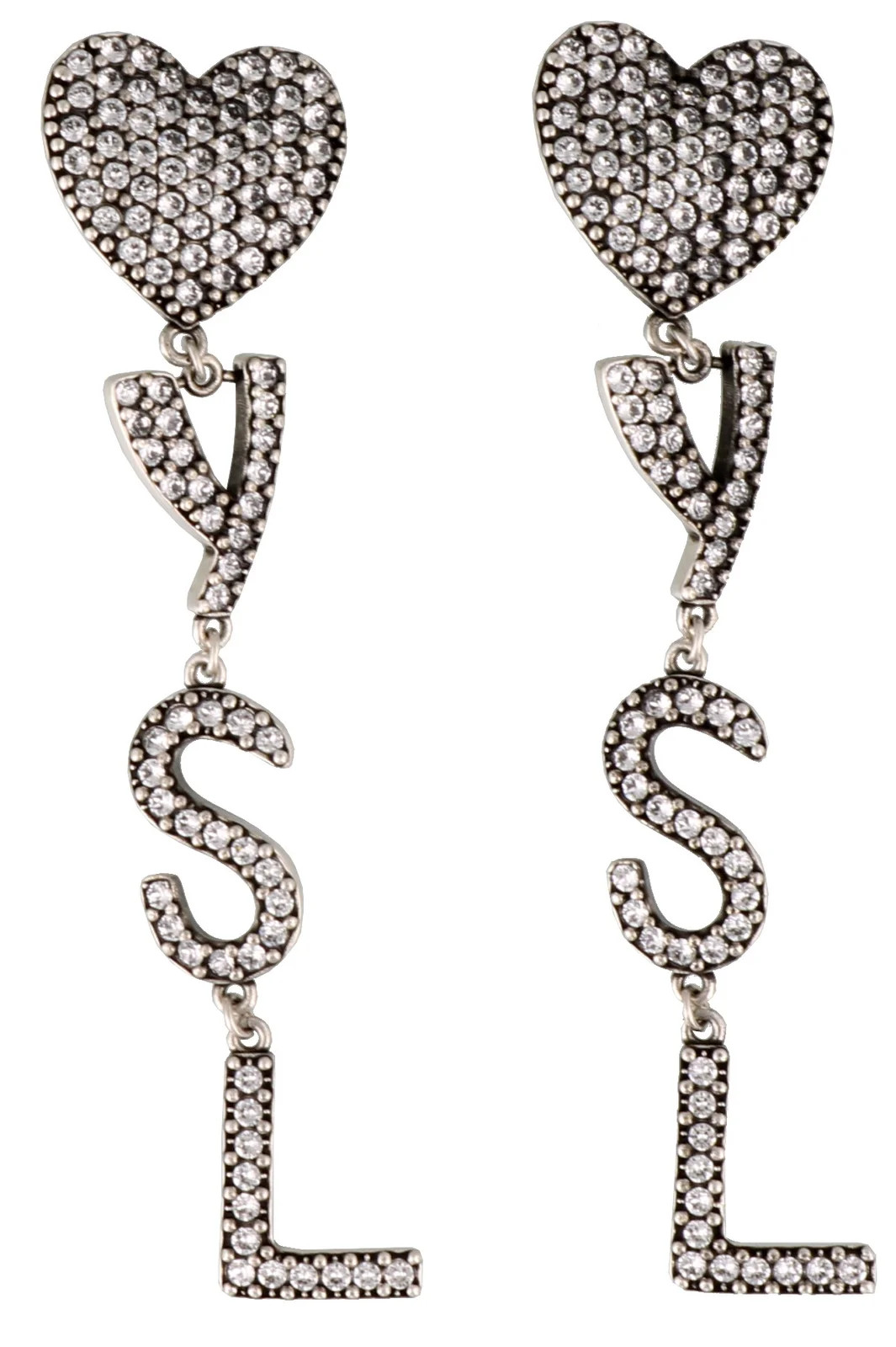 Saint Laurent YSL Heart Embellished Earrings | Cettire Global