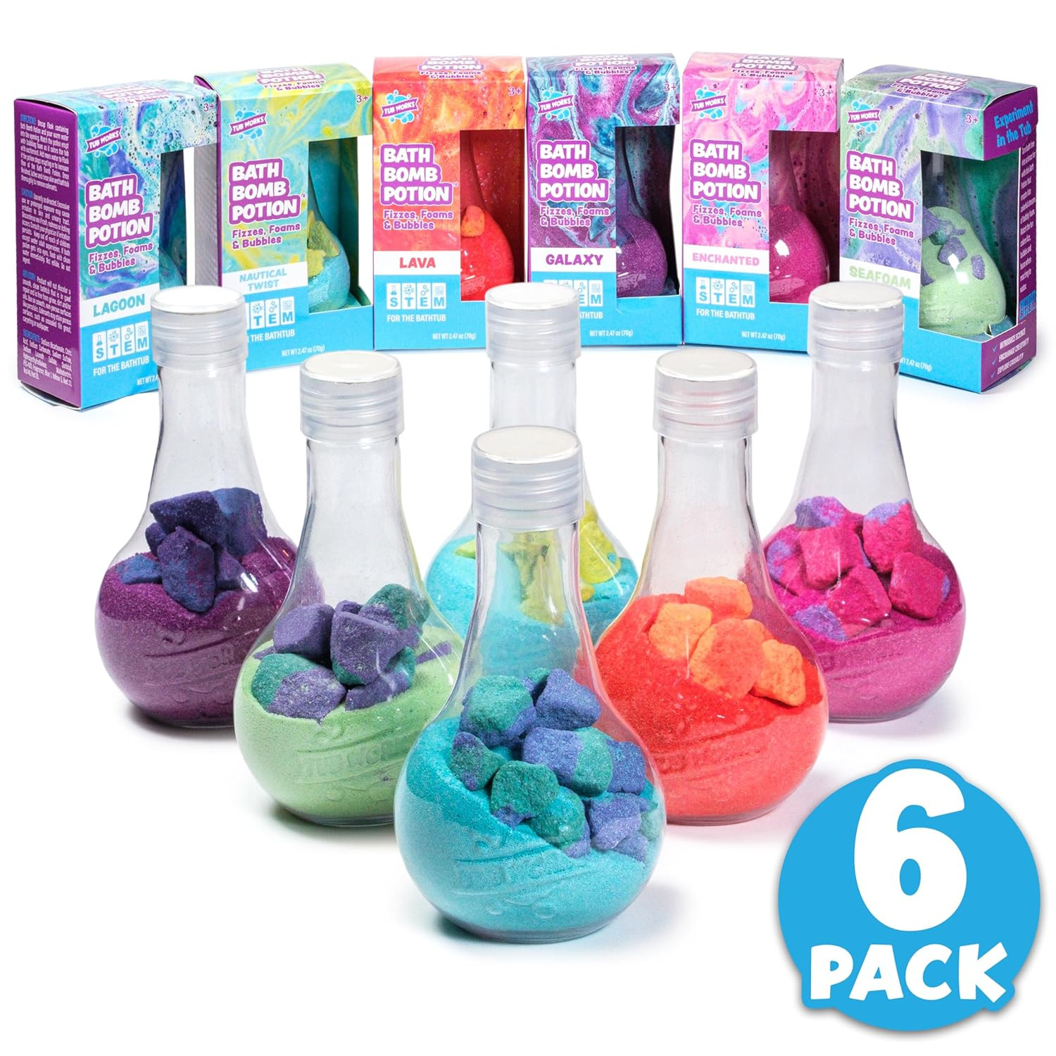 Tub Works® Kids Bath Bomb Potion™ Bath Toy, Variety 6 Pack | Nontoxic | Fizzes, Foams & Bubble... | Amazon (US)