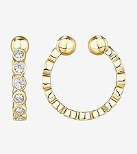 PAVOI 925 Sterling Silver 14K Gold Plated Cubic Zirconia Sparkling Round Huggie Ear Cuff Gold Ear... | Amazon (US)