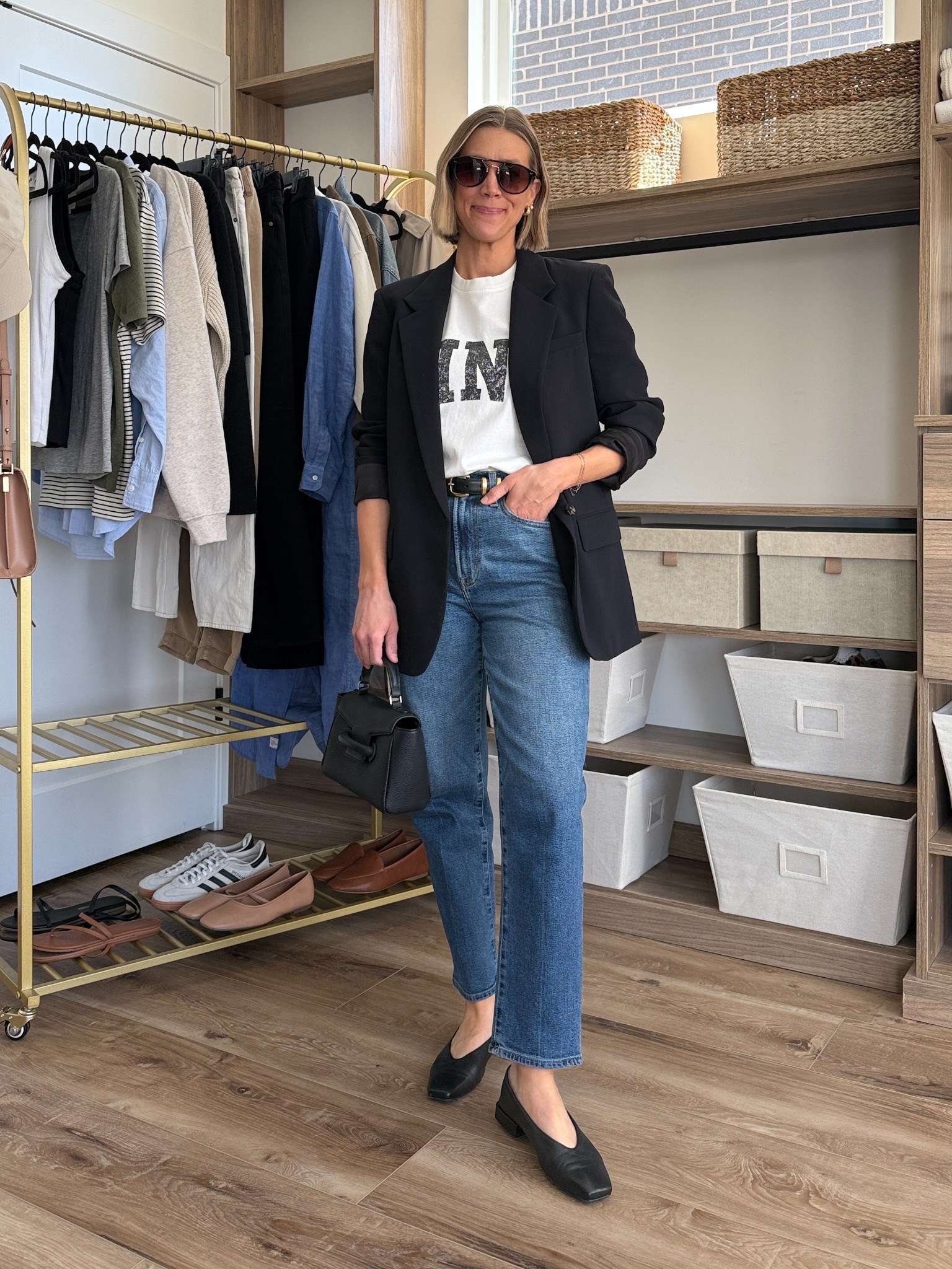 Wearing 26/regular jeans, small graphic tee, 4 blazer, small belt, flats tts 

#LTKStyleTip #LTKFindsUnder50 #LTKFindsUnder100