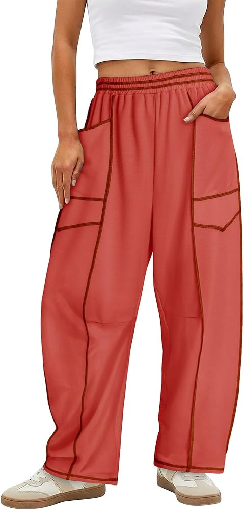 Magritta Womens Baggy Barrel Casual Pants Wide Leg Lounge Fashion Palazzo Pants with Pockets | Amazon (US)