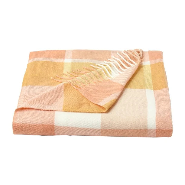 Super Soft Oversized Vintage Style Plaid Throw Blanket by Somerset Home (Desert Blush Plaid) | Walmart (US)