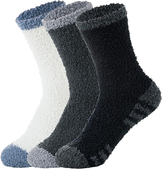 Zando Mens Fuzzy Socks Cozy Slipper Fluffy Socks Winter Warm Soft Cabin Stocking Comfy Sleep Flee... | Amazon (US)