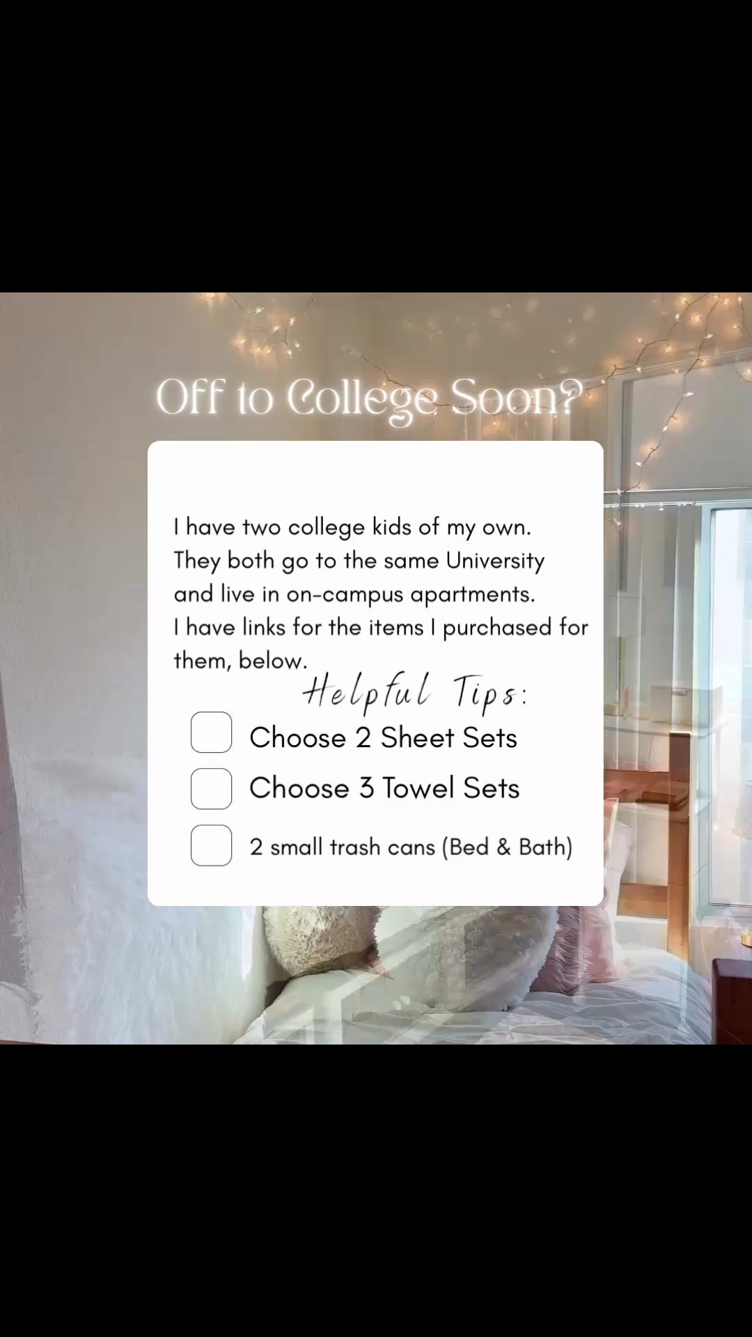 COLLEGE ITEMS 
For my daughter 🩷

I’m only allowed 30 items to share here. But here are some of the exact & similar items I bought for my girl. NOTE: I have a huge list of items that I bought + extra items to consider for your college student (some I’ll be purchasing the year) on my Amazon Storefront (The Joyful Decorator) 
If you’d like more ideas. 

#college #collegedorm #girlsdorm 

#LTKHome #LTKFindsUnder50 #LTKFindsUnder100