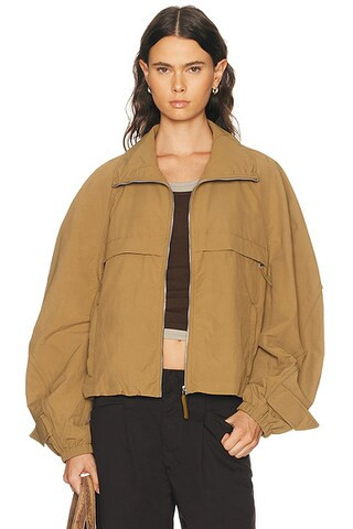 Acne Studios Odill Peach Nylon Jacket in Dark Khaki - Brown. Size 34 (also in 36, 38, 40, 42). | FWRD 