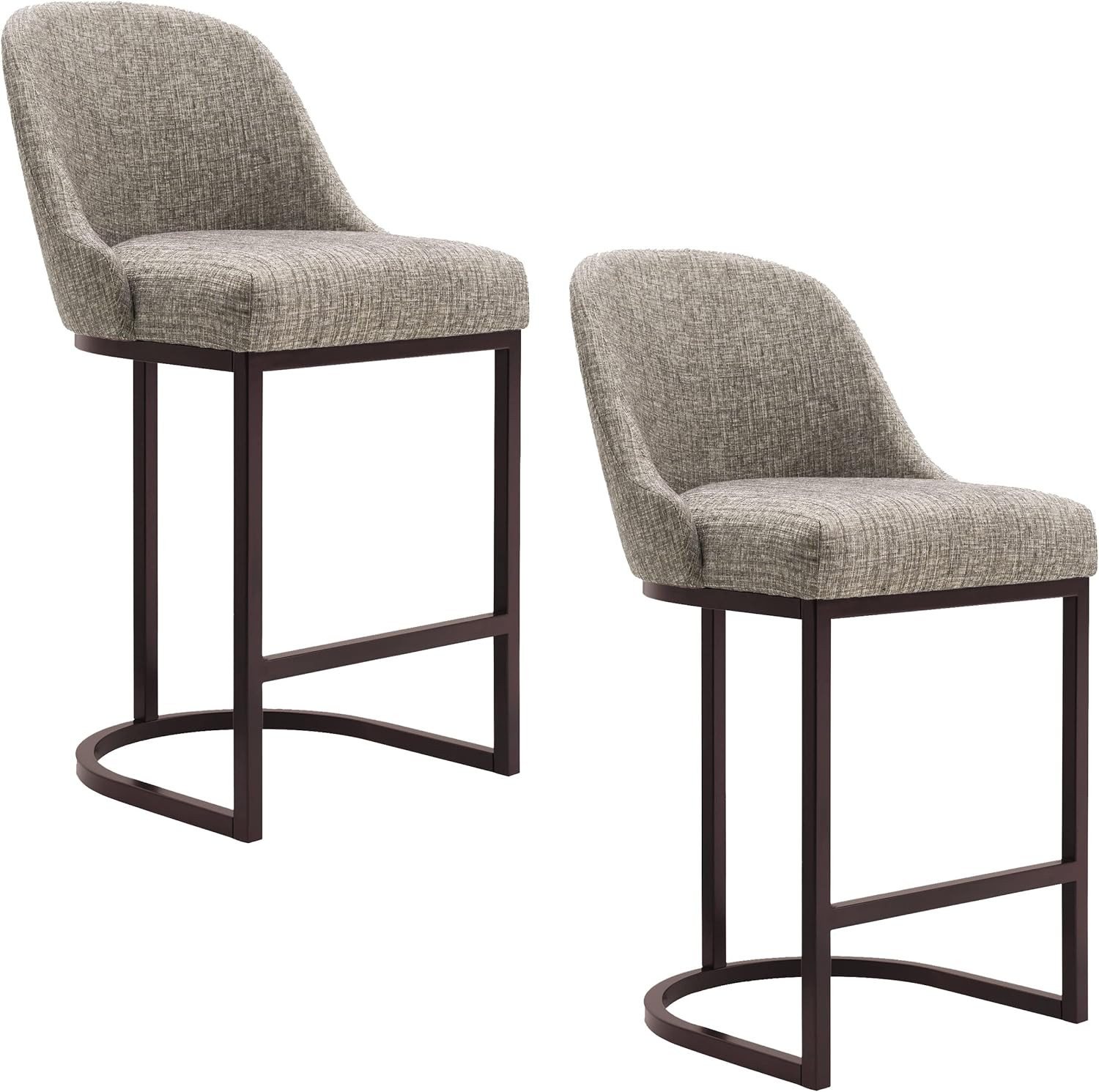 Leick Furniture Barrelback Counter Stool Set of 2, Gray Linen | Amazon (US)