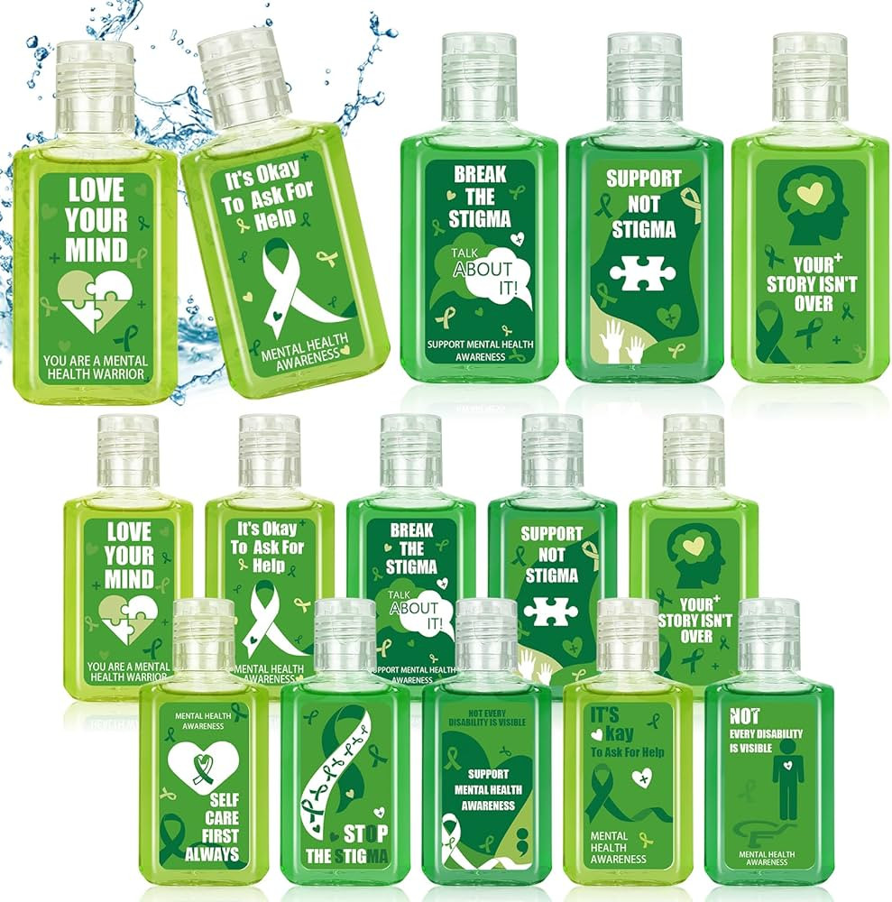 50 Pcs Mental Health Awareness Hand Sanitizer Bulk Green Awareness Ribbon Mini Hand Soap Gift 1fl... | Amazon (US)
