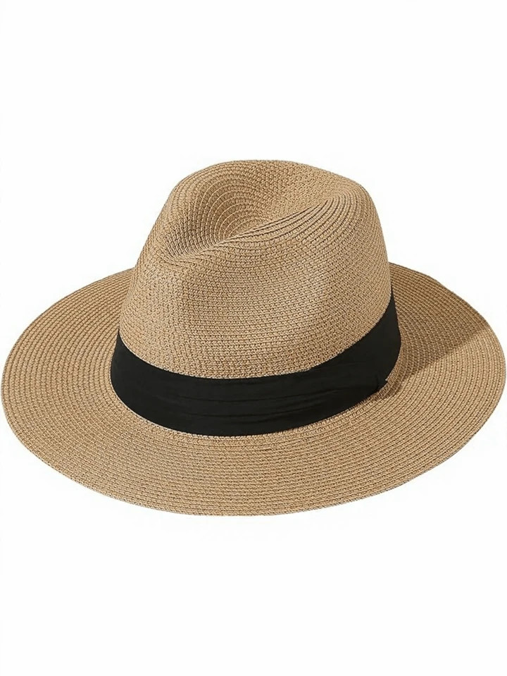 straw hat with black ribbon | SHEIN