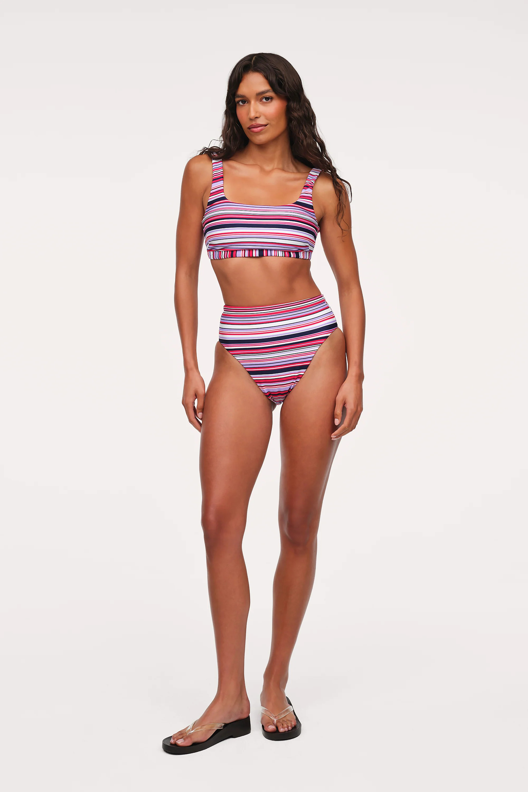 High Waist Bikini Bottom | Wisteria Stripe | nuuds