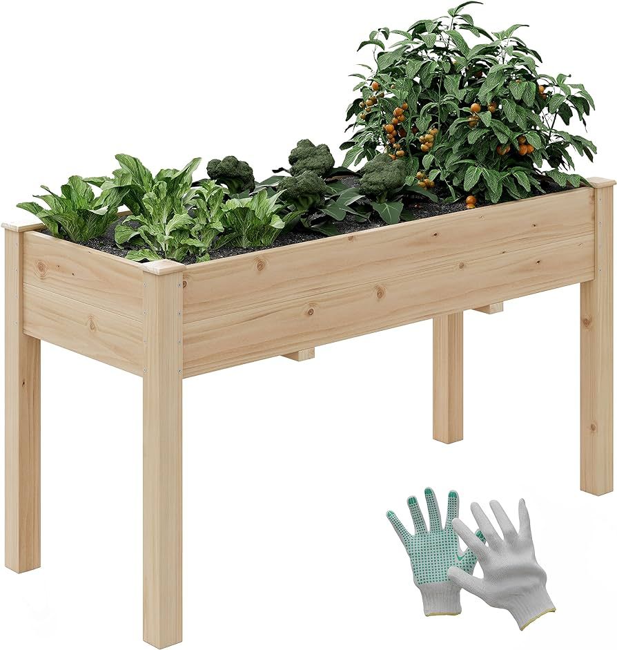 MESTYL Raised Garden Beds Outdoor 48"L X 24"W with Legs, Wood Planter Box With Liner For Gardenin... | Amazon (US)
