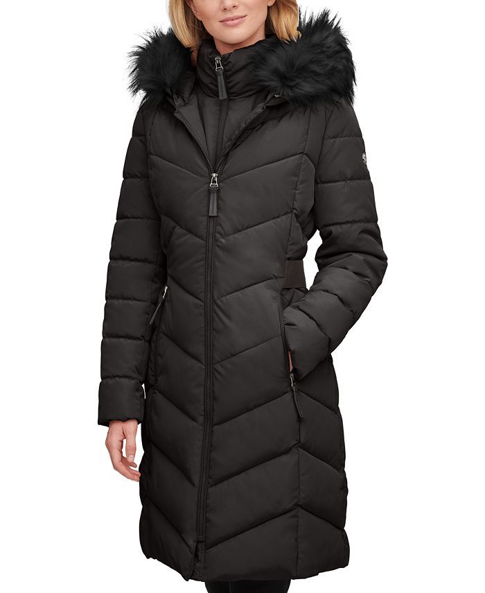 Calvin Klein Women's Faux-Fur-Trim-Hooded Puffer Coat, Created for Macy's & Reviews - Coats & Jac... | Macys (US)