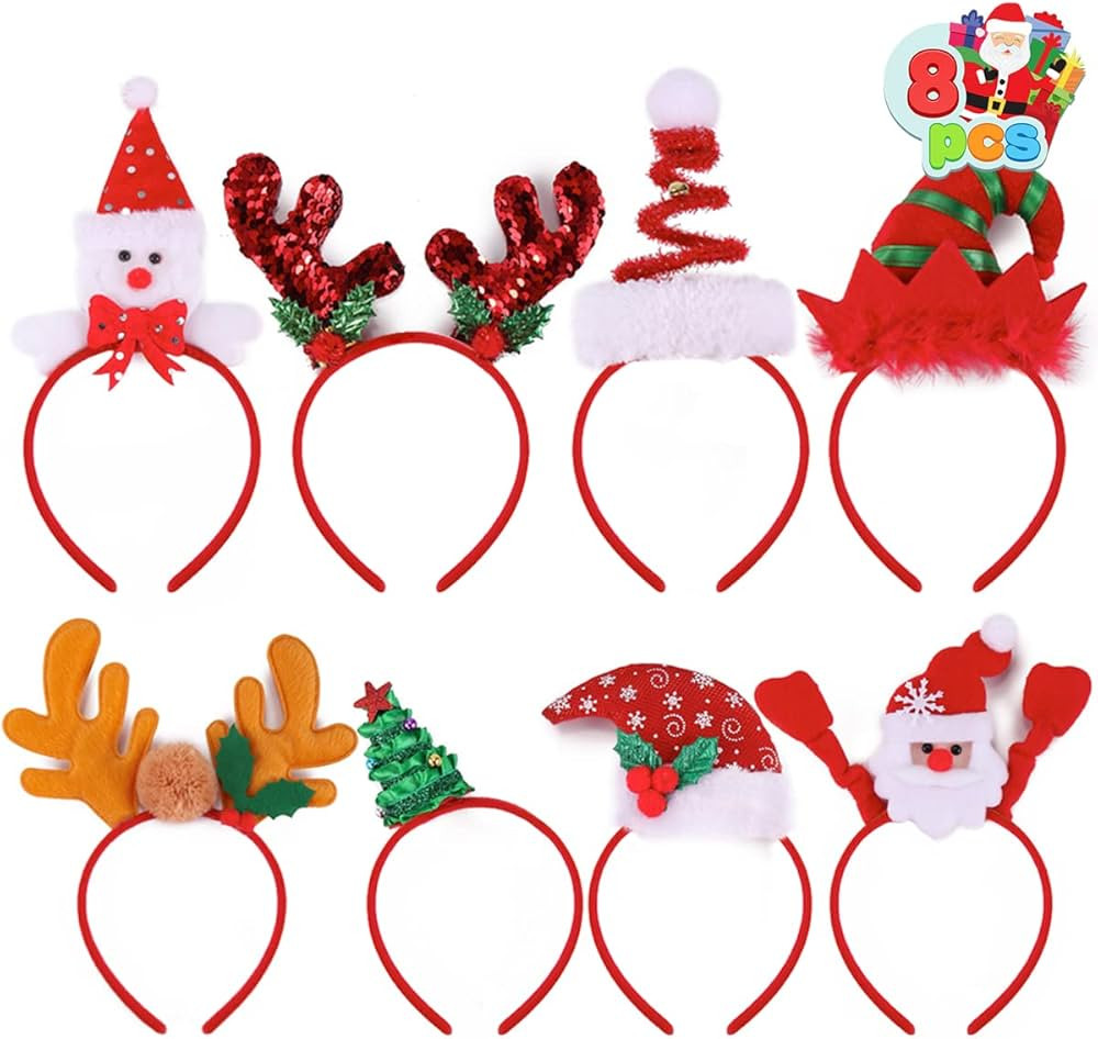 JOYIN 8 Packs Christmas Headbands Christmas Head Hat Toppers Christmas Costume Accessories for Wo... | Amazon (US)