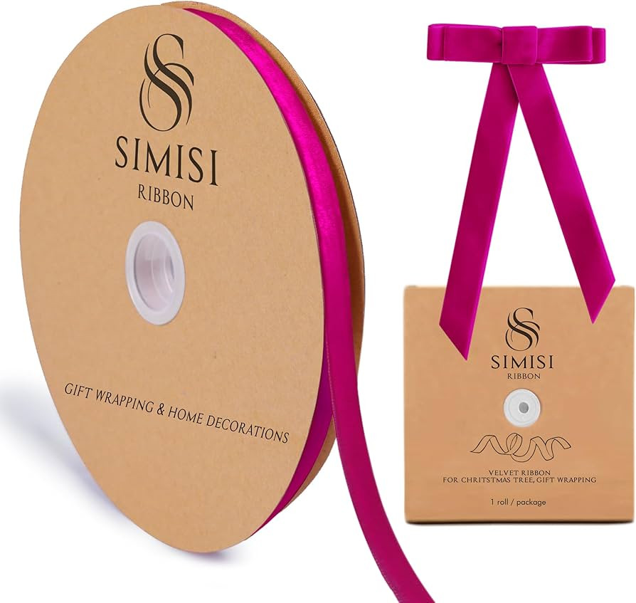 Hot Pink Velvet Ribbon 3/8'' 25 Yards for Christmas Tree, Gift Wrapping, Flower Bouquet, Wreath D... | Amazon (US)