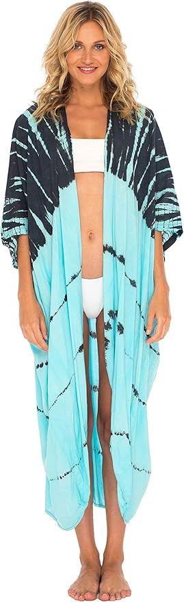 SHU-SHI Womens Casual Loose Kimono Cardigan Tie Dye Beach Coverups Plus Size | Amazon (US)