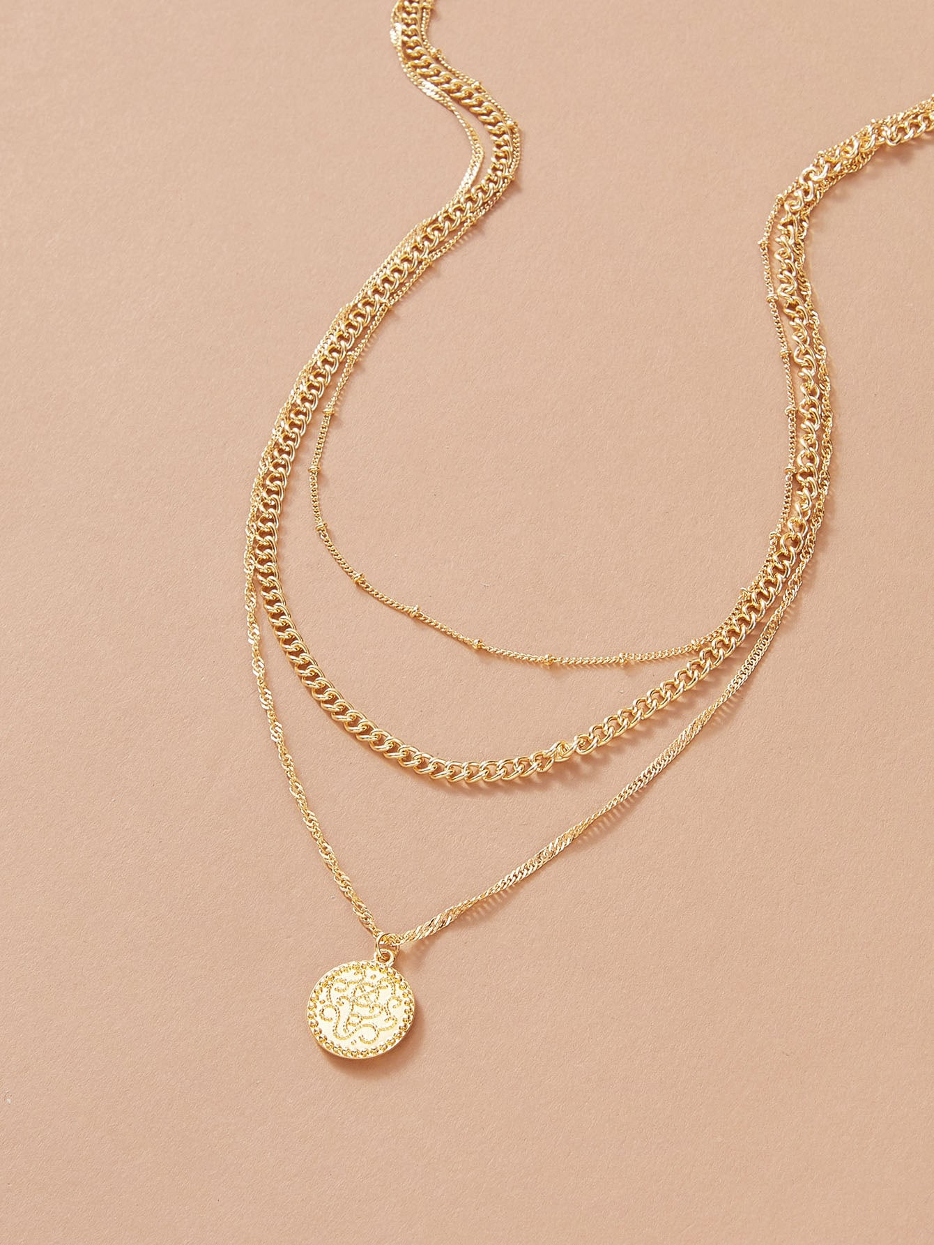 1pc Coin Pendant Layered Chain Necklace | SHEIN