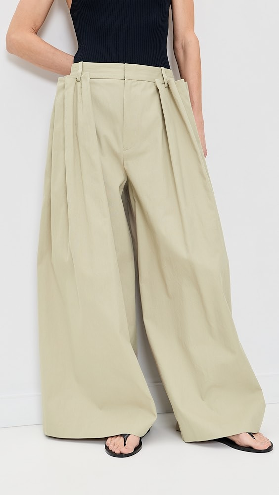 Tibi Luxe Twill Tucked Pleated Petite Trousers | Shopbop | Shopbop