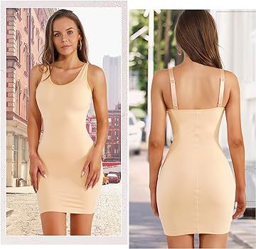 REYEOGO Women Full Slip Shapewear Dress Adjustable Spaghetti Strap Dresses Tummy Control Camisole Sl | Amazon (US)