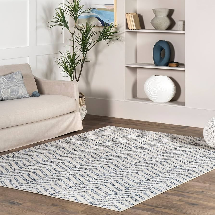 nuLOOM Rosanne Transitional Striped Area Rug, 7x9, Blue | Amazon (US)