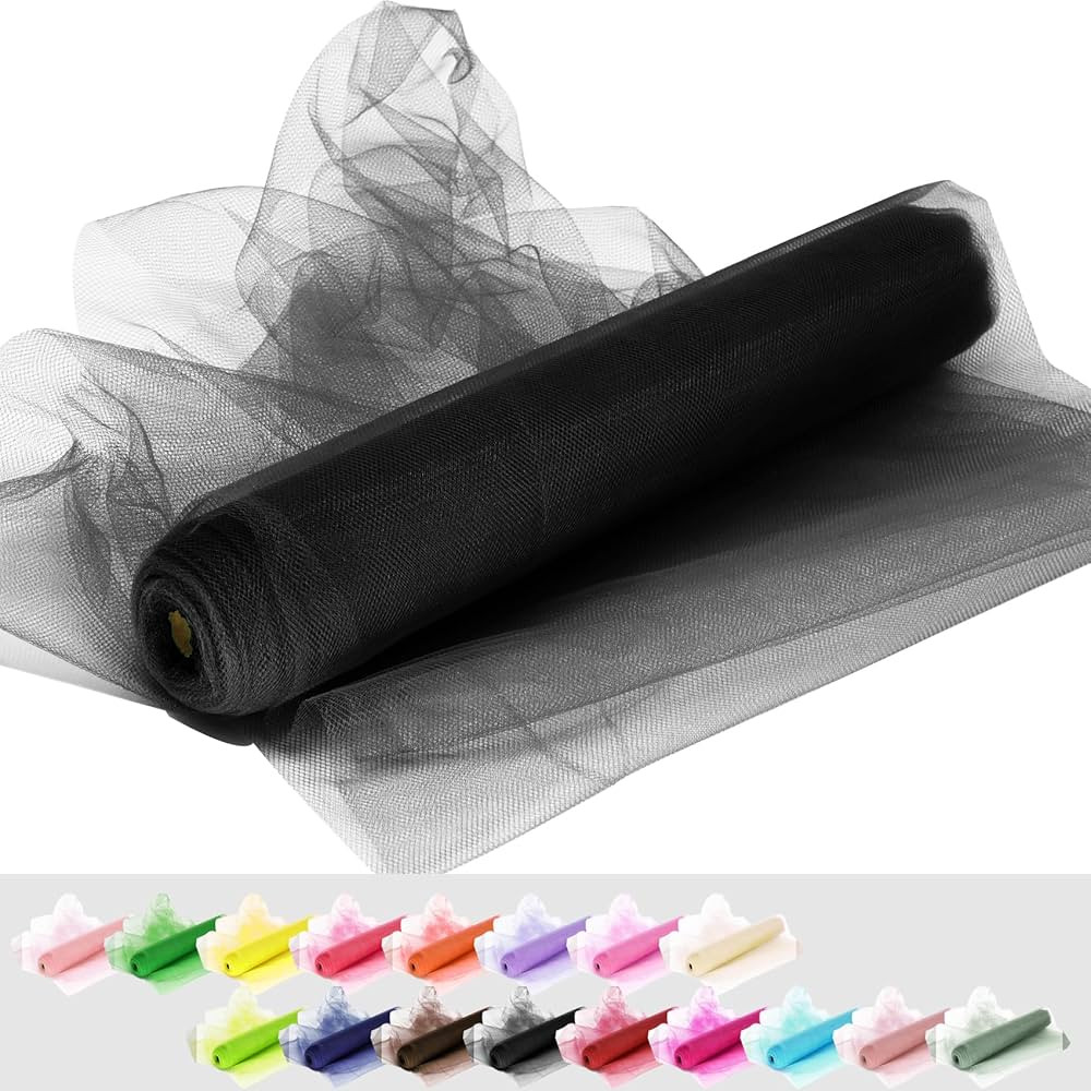 Black Tulle Fabric Rolls, 54 Inch by 10 Yards (30 ft) Tulle Ribbon for Wedding Party Decoration S... | Amazon (US)
