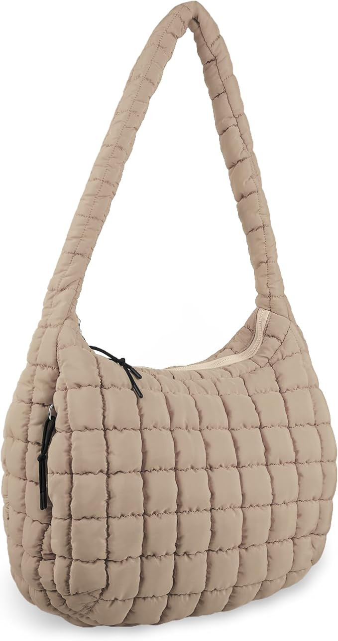 Quilted Puffer Tote Bag Purse Puffy Crossbody Shoulder Bag,Lightweight Nylon Hobo Bag Puffer Carr... | Amazon (US)