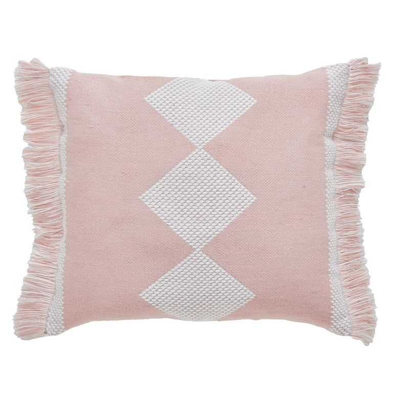 My Texas House Diamond Fringe Square Outdoor Decorative Pillow, Peach, 18" x 18" | Walmart (US)