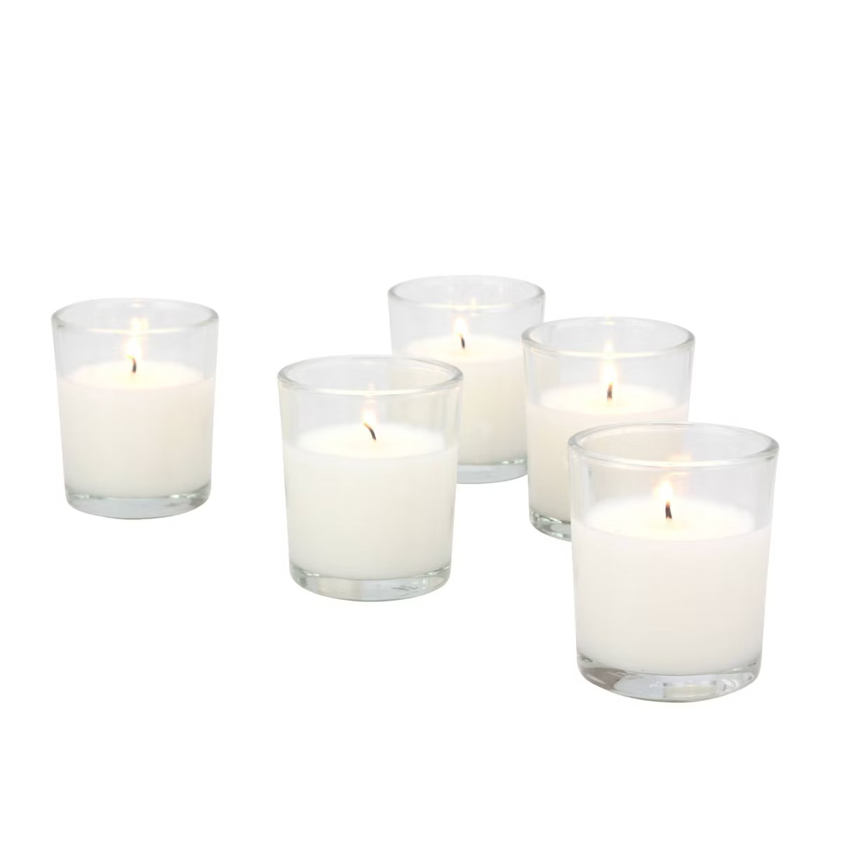 48ct Unscented Clear Glass Wax Filled Votive Candles White - Stonebriar Collection: Traditional S... | Target