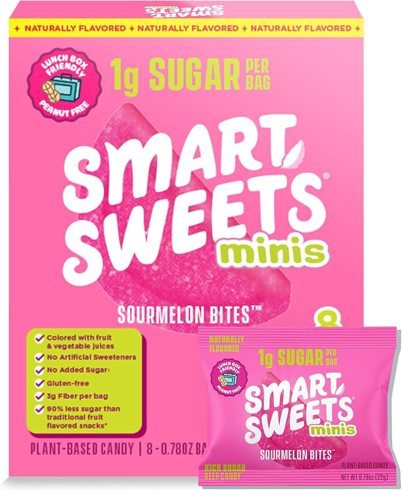 SmartSweets Sourmelon Bites Minis Snack Pack | 0.78 oz (Pack of 8) | Low Sugar and Calorie Sour G... | Amazon (US)