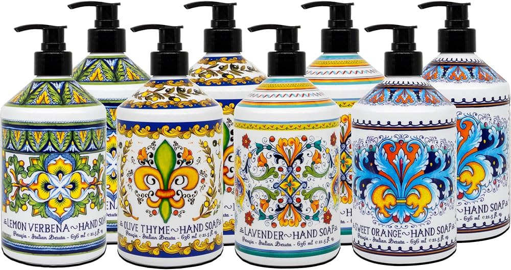 Perugia Italian Deruta Hand Soap - 21.5 fl oz Bottles - 8 pack - Lavendar, Sweet Orange, Lemon Ve... | Amazon (US)