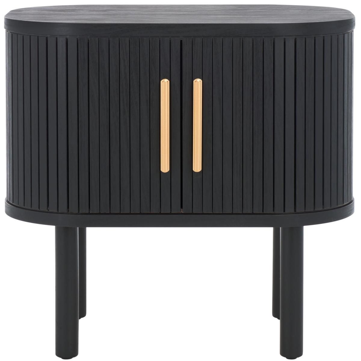 Tealla 2 Tambour Door Nightstand - NST9610 - Black/Gold - Safavieh | Target