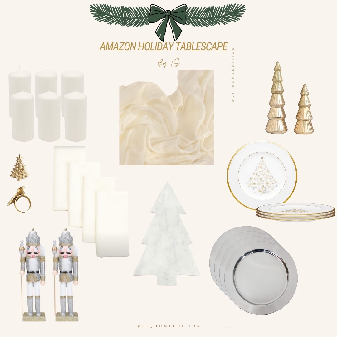 Amazon Holiday Tablescape 🌲✨

#holidaydecor #tablescape #holidaytablescape #holidayhosting #holidaykitchen #christmasdecor #christmastreedecor #holidaycharcuterieboard #nutcrackers #placesettings #holidayplates #holidaychargers #holidayplacesetting #homedecor #neutraldecor #amazonhome #amazonholiday

#LTKParties #LTKSeasonal #LTKHoliday