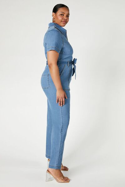 Plus Size Zip-Up Denim Jumpsuit | Forever 21